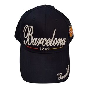 Robin Ruth Men's Barcelona Spain Cotton‎ Embroidered Baseball Cap Hat Navy NWT